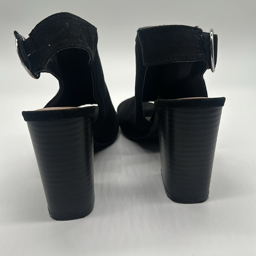A New Day Rhea Open Toe Block Heels Black Faux Suede Size 11 - Picture 9 of 14